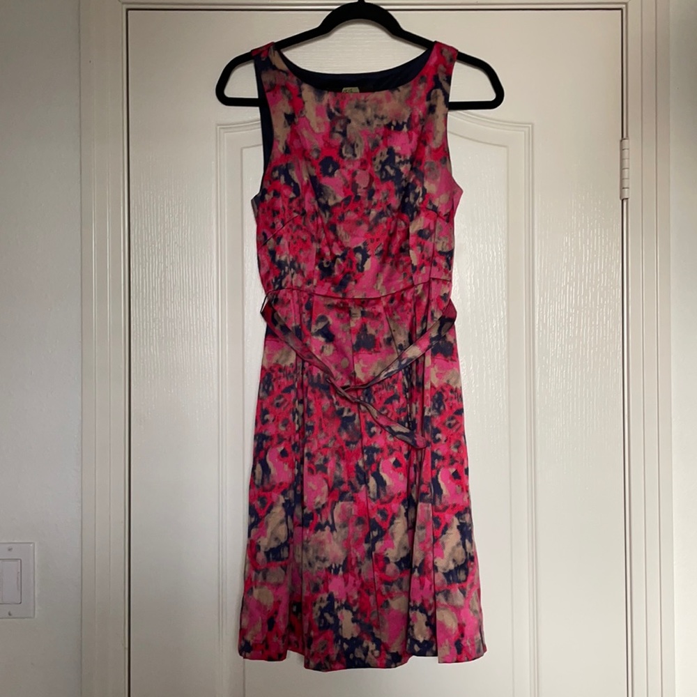 Eva Franco pleated dress, satin finish, size 4